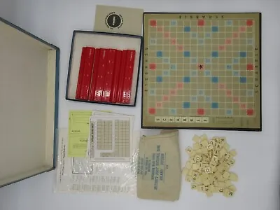 Scrabble Deluxe Edition Vintage Blue Box 1966 Board Game Tile Lock Spinning 1960 • $24.99