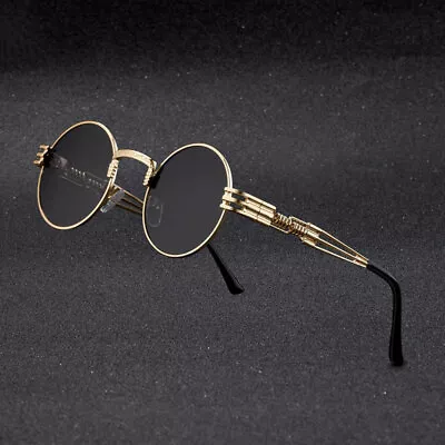 Vintage Metal Frame Round Steampunk Sunglasses Men's Women Outdoor Shade Glasses • $8.99