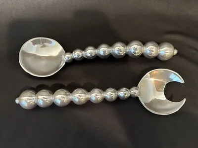 Mariposa String Of Pearls Contemporary Modern Salad Set Fork & Spoon 11 1/2   • $29.56