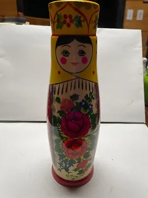 Vintage Nesting Doll Vodka Bottle Holder Hand Made In Russia Great Color 11  Tal • $31