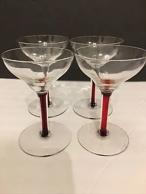 Martini Glasses~ Mini With Red Stem / Set Of 4 • $18
