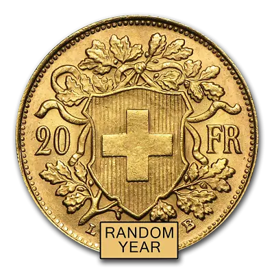 Swiss Gold 20 Francs Helvetia AU (Random Year) • $494.17