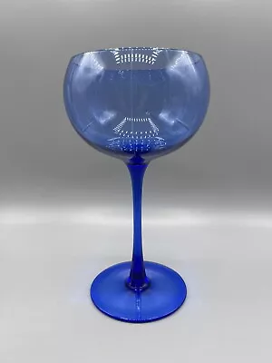 Mikasa Highline Blue Goblet Balloon Water Glass Vertical Lines Large 8” • $15