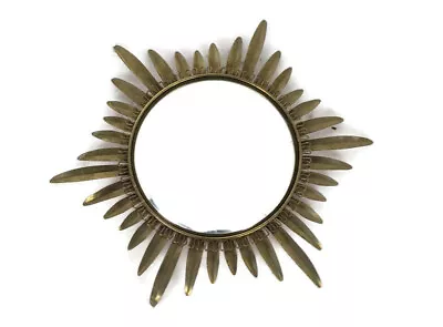 Retro Modernist Starburst Sunburst Brass Wall Convex Mirror Mid Century Modern L • $277.95