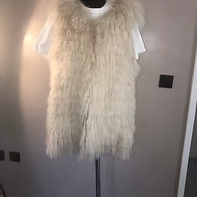 £59 • Buy Genuine Sheeps Mongolian Fur River Island Gillet Size 14 Excellent