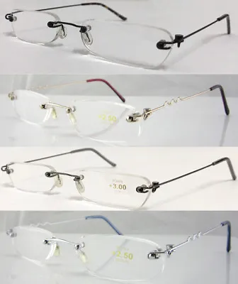 £4.99 • Buy L64 Superb Thin Lightweight Rimless Slim Reading Glasses Flexible Steel Arms *