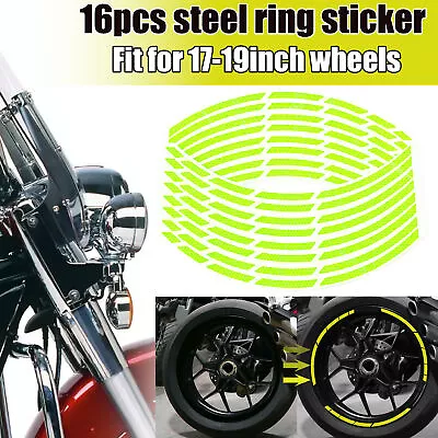16pcs 17 -19  Car Motorcycle Wheel Tire Sticker Reflective Rim Strips Tape Decal • $8.89
