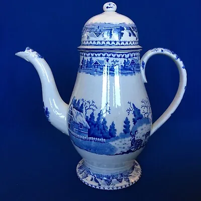 £225 • Buy Pearlware Fallow Deer Blue & White English Pottery Coffee Pot & Lid C1790
