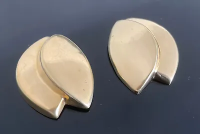 Vintage 1990’s STEVE VAUBEL Modernist Design Yellow Gold Tone Clip On Earrings • $140