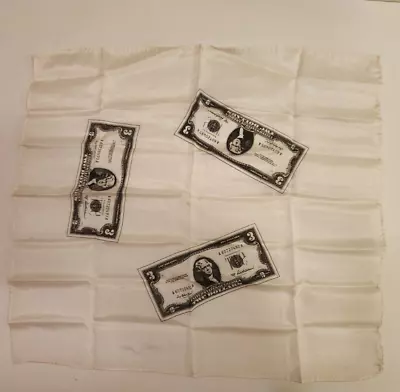 Silk Scarf With Prints Of $3.00 Dollar Bill (Magic Prop) • $15