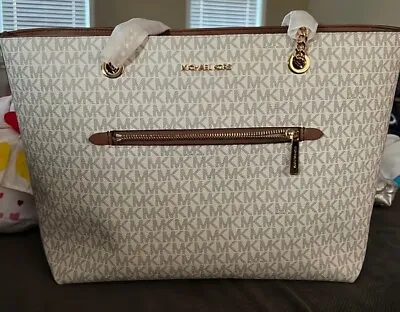 Michael Kors Zip Chain Tote Optic White • $250