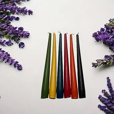 Dinner Candles  100% Pure Beeswax Taper 10  Long Six Different Colors • $26