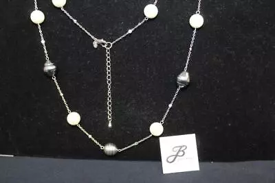 Joan Boyce Costume Simulated White / Gray Pearls Station 36  Necklace • $18.95