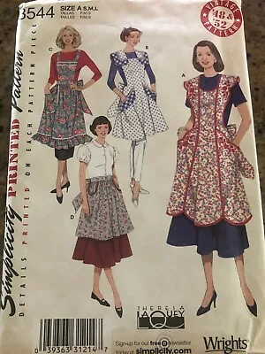 🦋 Simplicity #3544 - Ladies Vtg. 1948 & 1952 Full & Half Apron Pattern Sm-lg Ff • $11.39