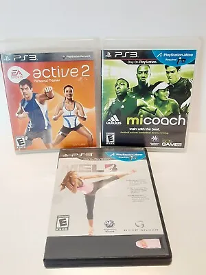 Lot Of 3 PS3 Games ACTIVE 2 / Micoach / Get Fit With MEL B ALL MANUALS • $14.98