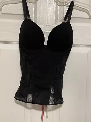 La Perla Studio Flora 36C L Bustier Thong Panty Set Black • $169.99