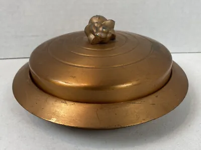 Chase USA Signed Covered Copper Candy Nut Dish Glass Insert Fruit Finial READ  • $17.66