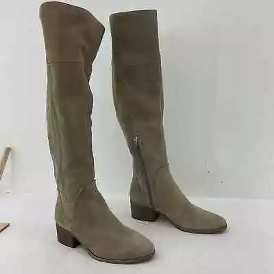 Vince Camuto Beige Suede Tall Over The Knee Biker Boots - Women's Size 10 • $99