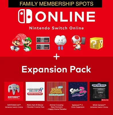 $13.59 • Buy 12 Months Nintendo Switch Online Membership + Expansion Pack - 1 Family Spot