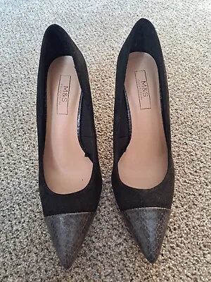 Marks And Spencer Womens Black Suede Shoes Size 4 Stunning Shoes NEW • £10