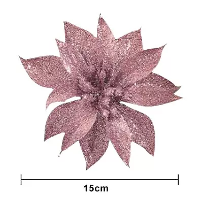 10pcs Christmas Poinsettia Glitter Flower Hanging Xmas Party Tree Decoration HKJ • $10.96