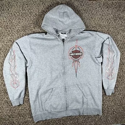 Vintage Harley Davidson Tribal And Rainbow Flame Full Zip Hoodie Size XL Y2K  • $29.99