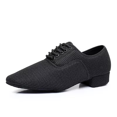 Men Ballroom Latin Dance Shoes Black Mesh Modern Tango Salsa Jazz Practice Shoes • $26.15