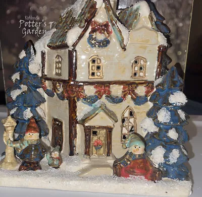 Kirkland's Potters Garden II Christmas House Ceramic Votive Holder Vintage • $15