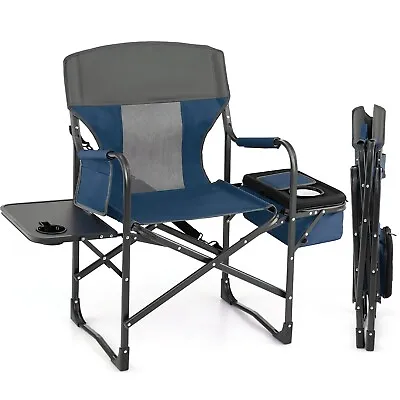 Camping Directors Chair Portable Folding Camp Chair With Side Table & Storage • £64.95