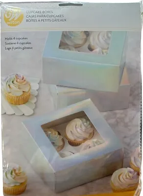 NEW Wilton 4 Cavity Cupcake Boxes Iridescent Baking • $5.19