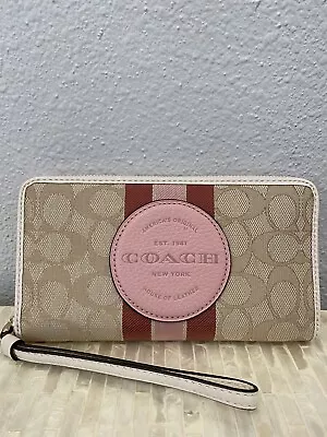 Coach Dempsey Large Phone Wallet In Signature Jacquard Powder Pink C4110 • $230.81