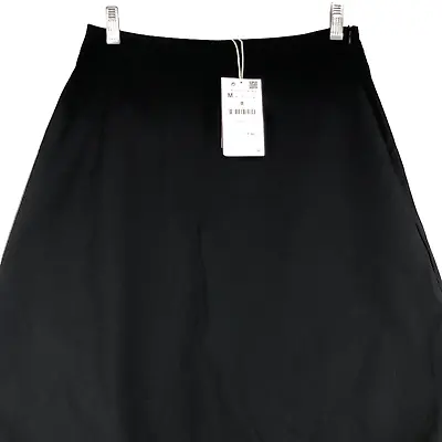 $27.96 • Buy Zara Womens Sz M Black Parachute Skirt Drawstring Hem 100% Cotton Minimalist NEW