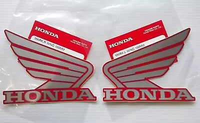 Honda GENUINE Wing Fuel Tank Decal  Sticker 100mm SILVER + RED **UK STOCK** • £9.65