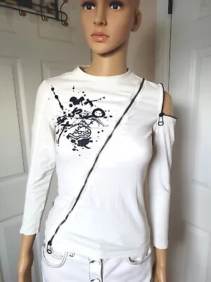 Versus By Versace Cutout Stretch Long Sleeved White Top 42 Made In Italy • $98