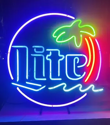 MILLER LITE BEER NEON SIGN - PALM TREE - VINTAGE - ORIGINAL  Made In USA • $285