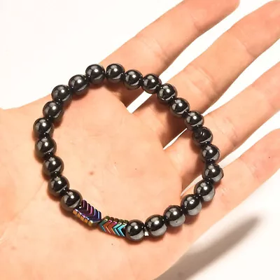 Black Magnetite Slimming Anklet For Men Women Stone Rock Chakra Beads Elastic • $1.69