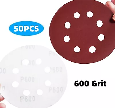 50PCS 600 Grit Orbital Sander Sandpaper Paper 5  8-Hole Hook Loop Sanding Discs • $13.99