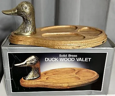 NIB Vintage Kmart Brass Duck Wood Valet~Men's Wooden Vanity Jewelry Dresser Tray • $19.99