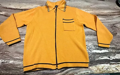 Vtg  Mustard Yellow Cardigan Zip Up By Puritan Grunge Grandpa • $35.99