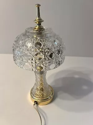 Vintage Cut Crystal Glass Table Lamp Bedroom Night Desk Light 12” Tall Vintage • $45
