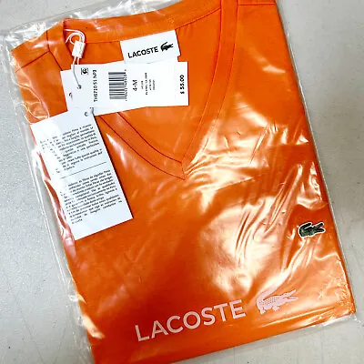 $53.11 • Buy *NEW* 2022 Men Lacoste V-neck Pima Cotton Jersey T-shirt Orange (TH6710 NPB)