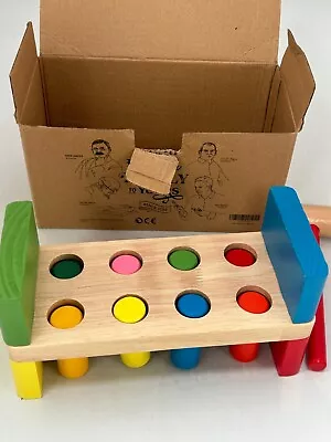 Hand Made Wooden Kids Hammering Bench Colourful Toy Baby Fine Motor Skills  #LH • £5.99