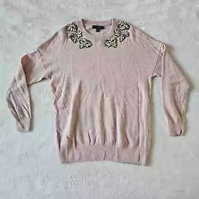 J. Crew Women's Opal Embellished Wool Sweater Size XS Pink Abby Young Restless • $25