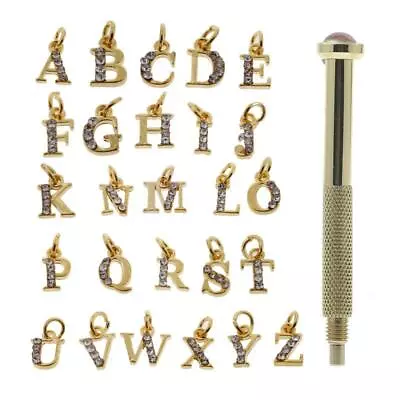 Letter Dangle Nail Charms 3D Piercing Alphabet Rhinestone Alloy Nail Jewelry • £6.42