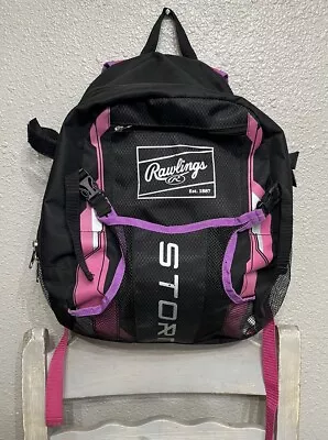 Rawlings Storm Bat Backpack Girls Pink Black Youth Softball T-Ball Bag 17x13 • $19