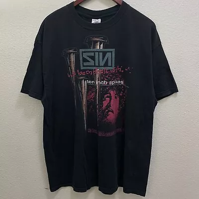 Vintage Nine Inch Nails Jesus Sin Ten Inch Spikes Parody Tee Shirt Religious 90s • $195