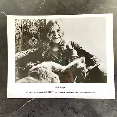 Janis Joplin Cat Photograph B&W 8x10 Vintage B50 • $15