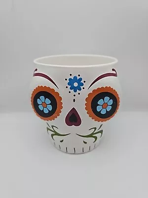 Day Of The Dead Sugar Skull Ceramic Planter White - (READ) • $11.99