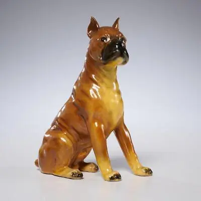 '50s Mortens Studio Royal Design Sitting Boxer Dog Cast Metal Figurine 6.5  Tall • $30