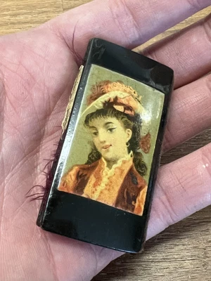 £12.99 • Buy Antique Lacquer / Papier Mache Needle Case - Lady Design